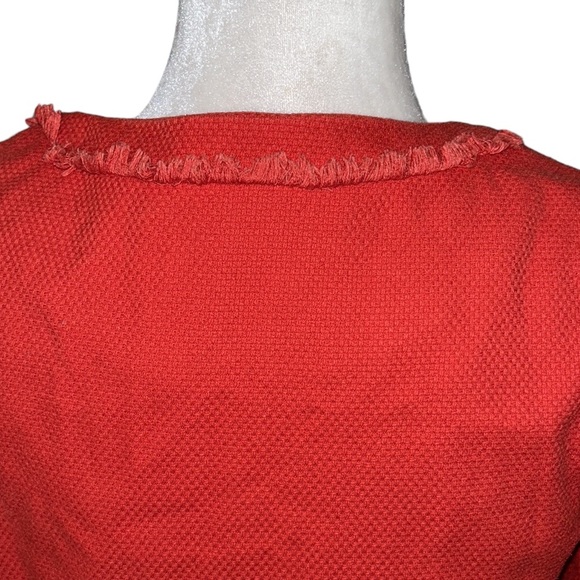 Boden Red Orange Textured Fringe Hem Mini Dress - 6 - Picture 10 of 15